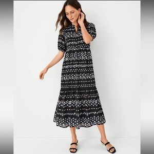 Ann Taylor Floral Chain Tiered Shirtdress in Women’s Size Large Tall